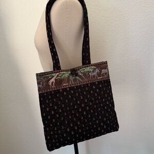 Larenda Quilted Safari Print Tote~ VTG